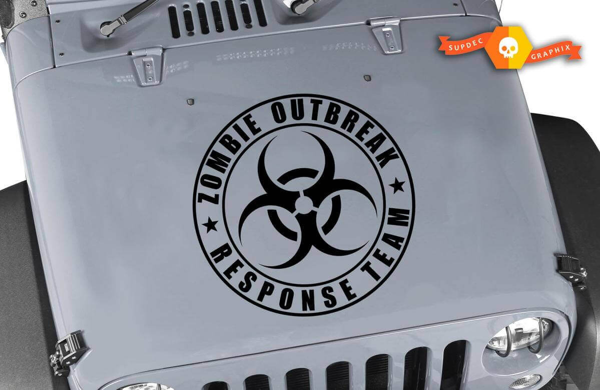 Pegatina de vinilo para capó de equipo de respuesta a brotes zombis para Jeep Wrangler