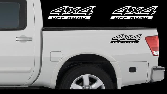 2X Nissan Titan 4x4 Off Road Truck Bed Decal Set Emblema Pegatinas de vinilo