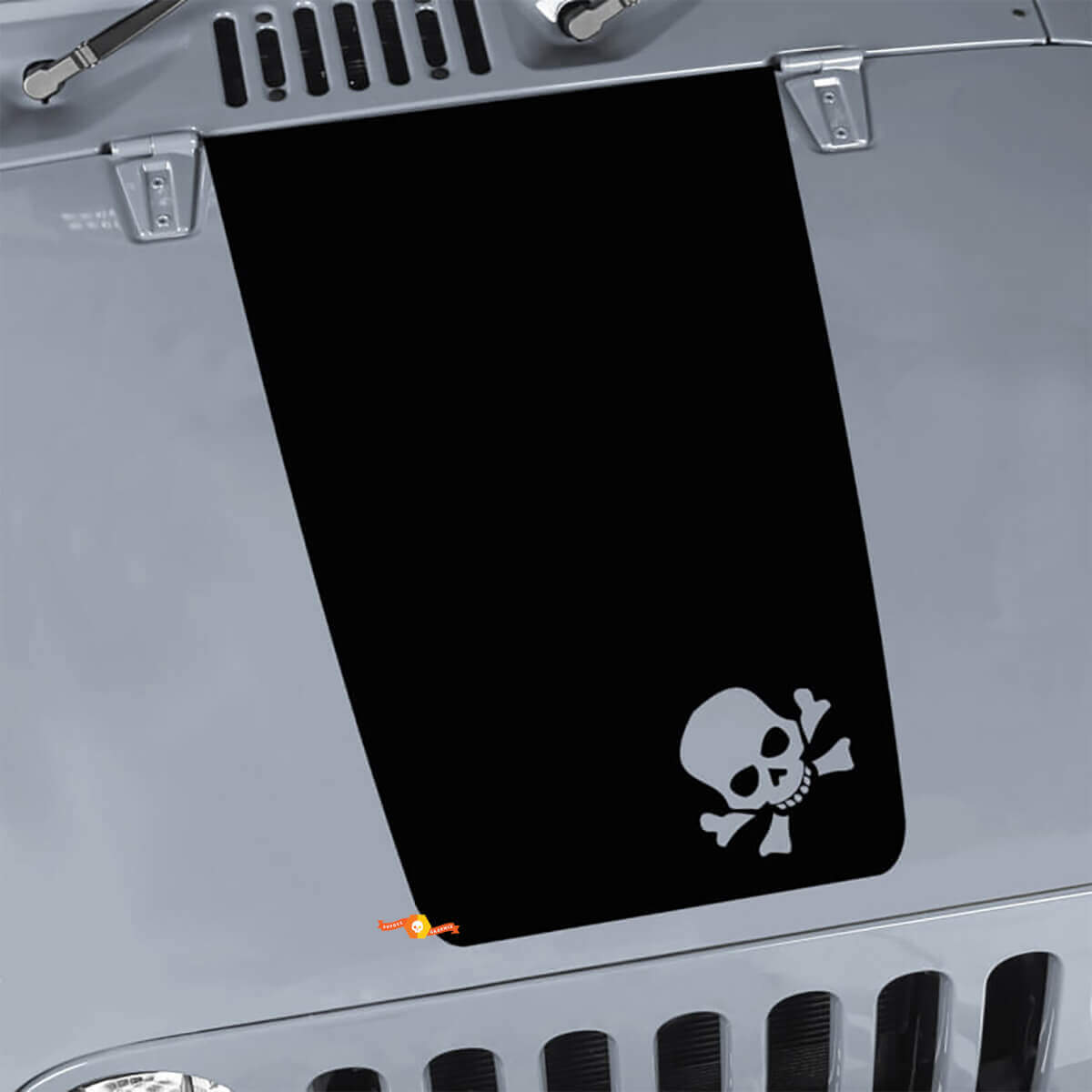 Calcomanía de vinilo negra para capó con diseño de calavera para Jeep Wrangler JK TJ YJ JL