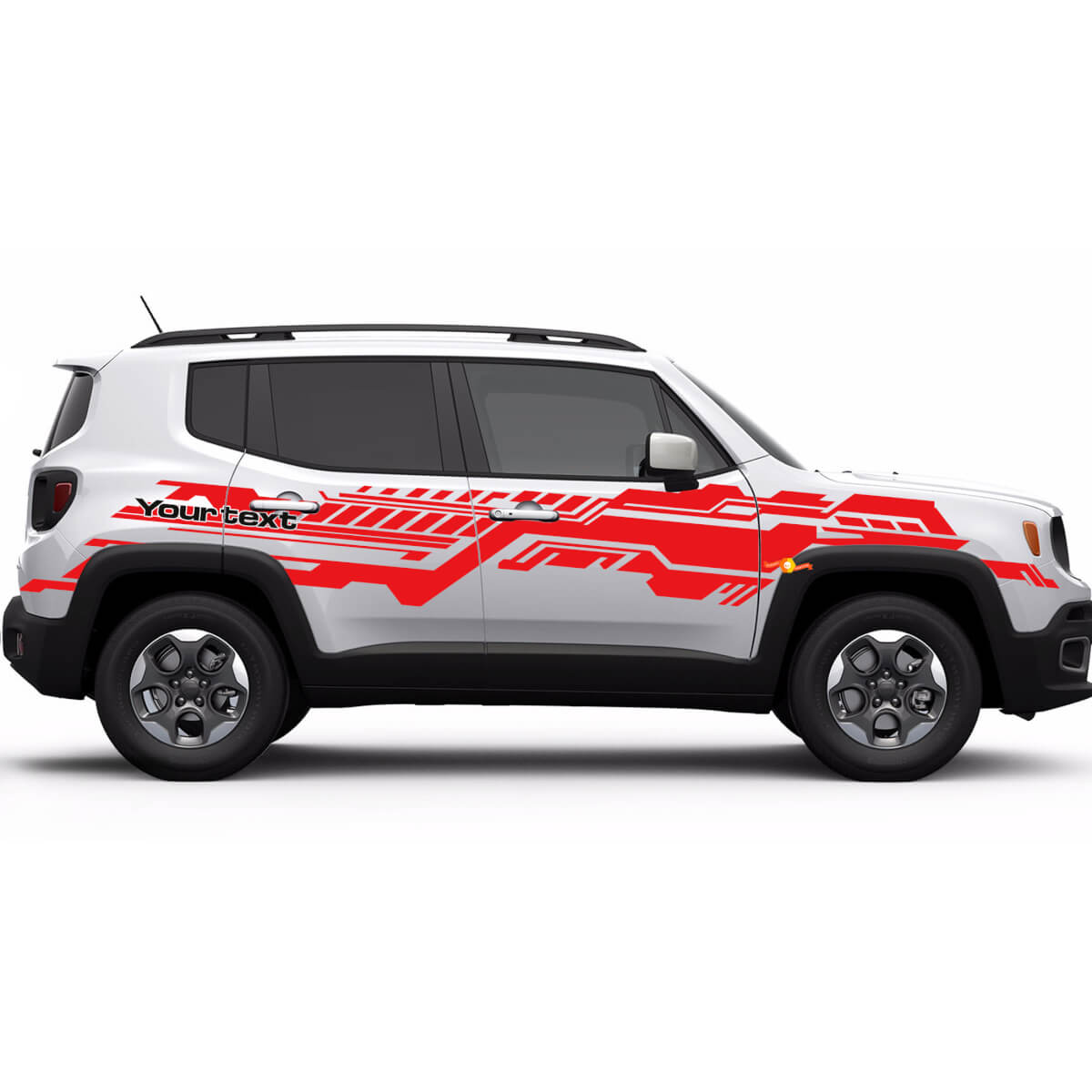 Texto Personalizado Gráfico Técnico Calcomanía de Vinilo con Raya para Jeep Renegade