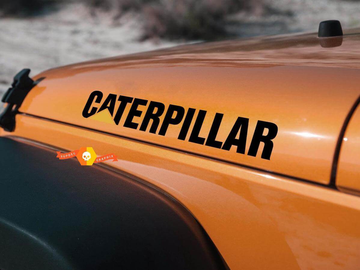 Calcomanía de vinilo para capó estilo Caterpillar para Jeep Wrangler JL JK TJ YJ