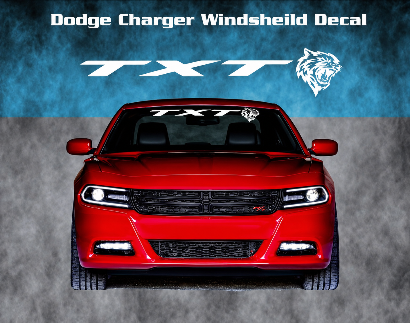 TXT Cat Head Banner Parabrisas Adhesivo de vinilo para Dodge Charger Hellcat