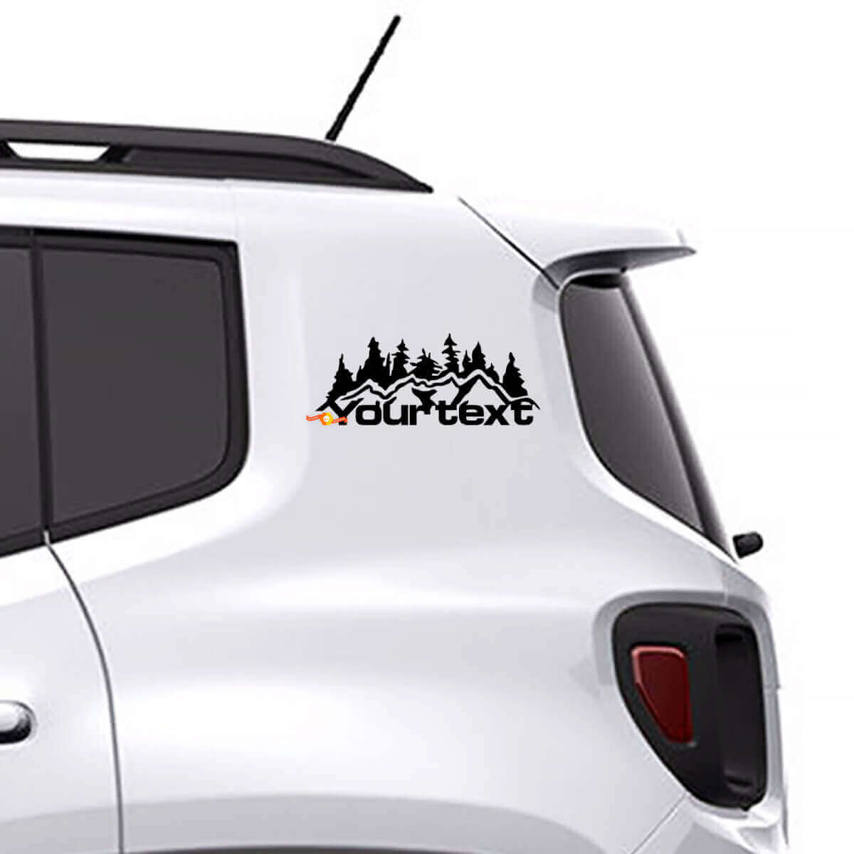 Adhesivo de vinilo personalizado de montañas y bosque para Jeep Renegade