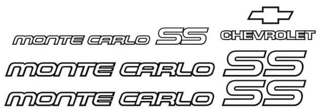 Monte Carlo SS 85 86 Restauración Vinilo Calcomanías Pegatinas Kit Chevy 1985 1986 Nuevo
