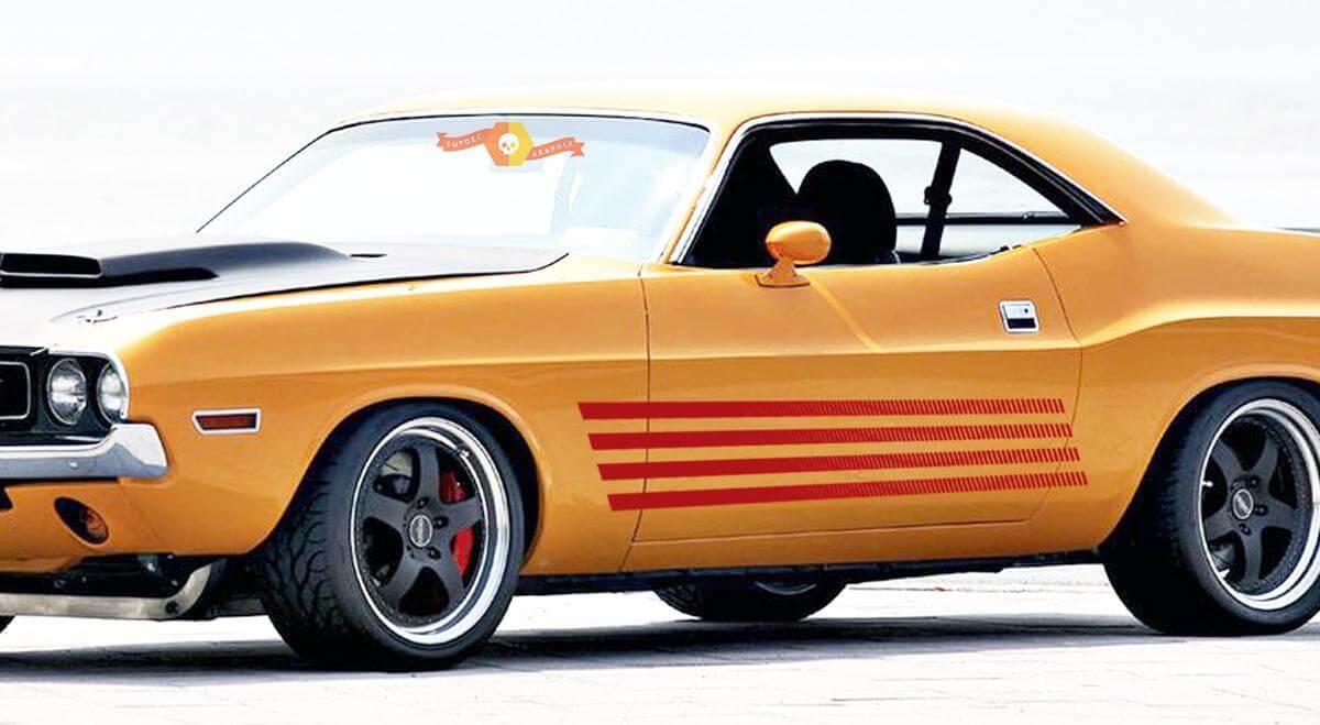 Kit de Calcomanías de Vinilo con Rayas Laterales Strobe Rally para Dodge Challenger 1972–1974