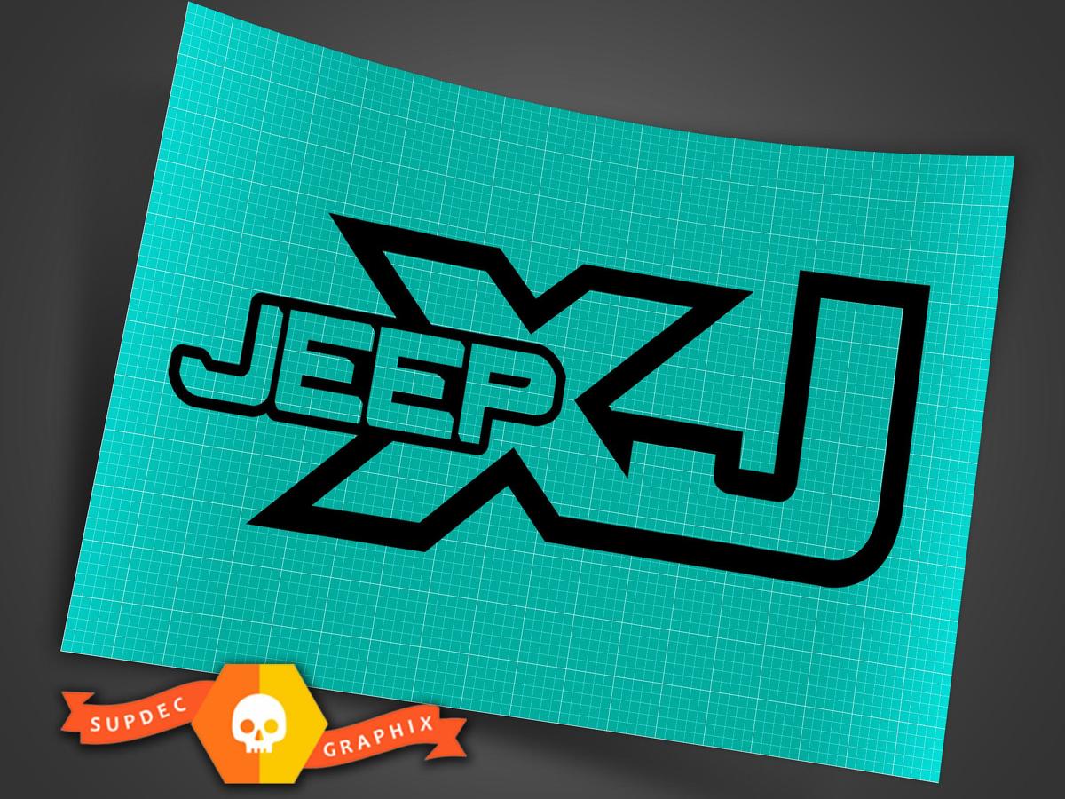 Jeep XJ - Negro - Calcomanía de vinilo Off Road Cherokee Trails Rock Crawling 4x4