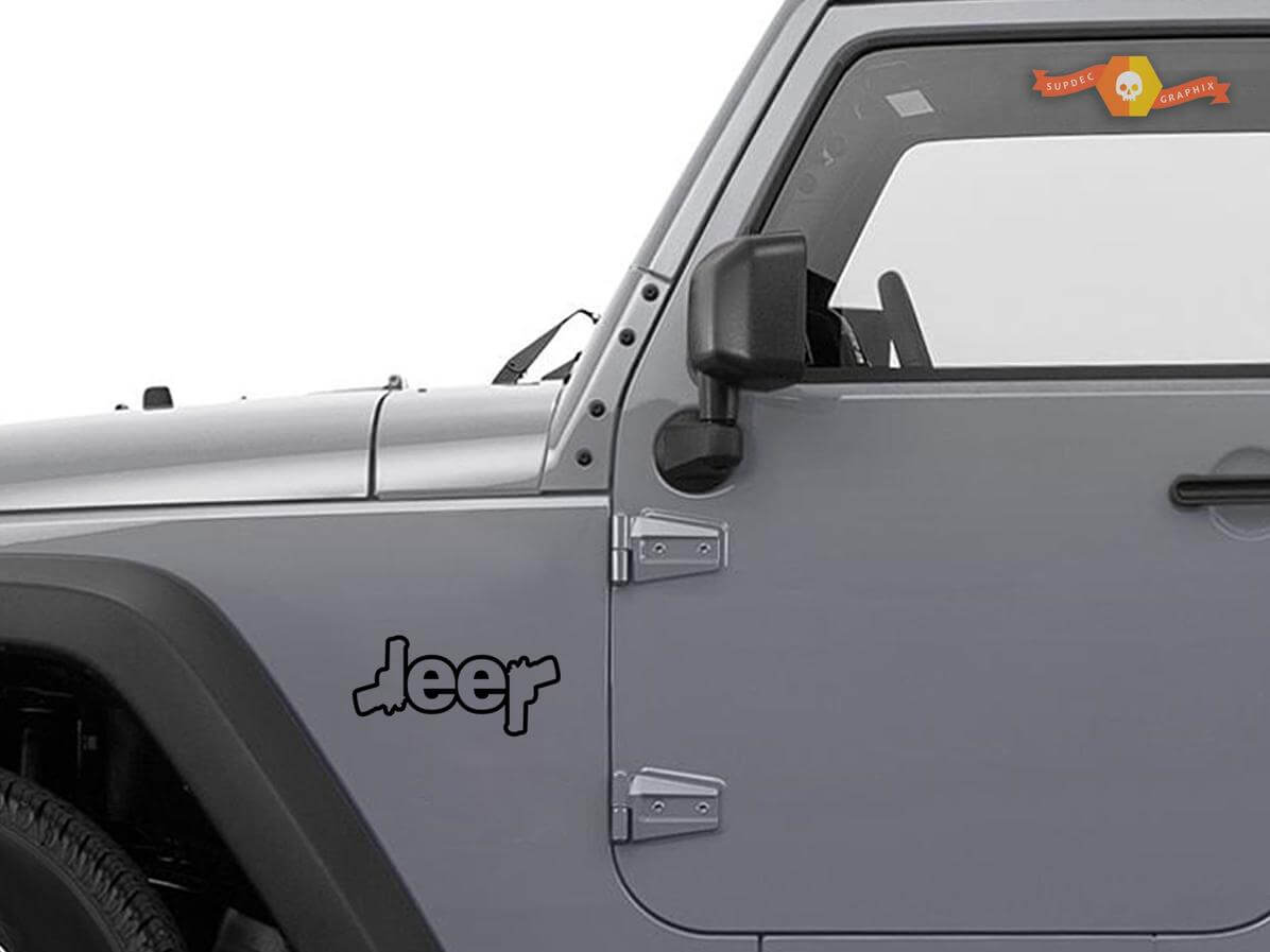 Calcomanía de vinilo contorno estilo pistola para Jeep Wrangler Cherokee Renegade