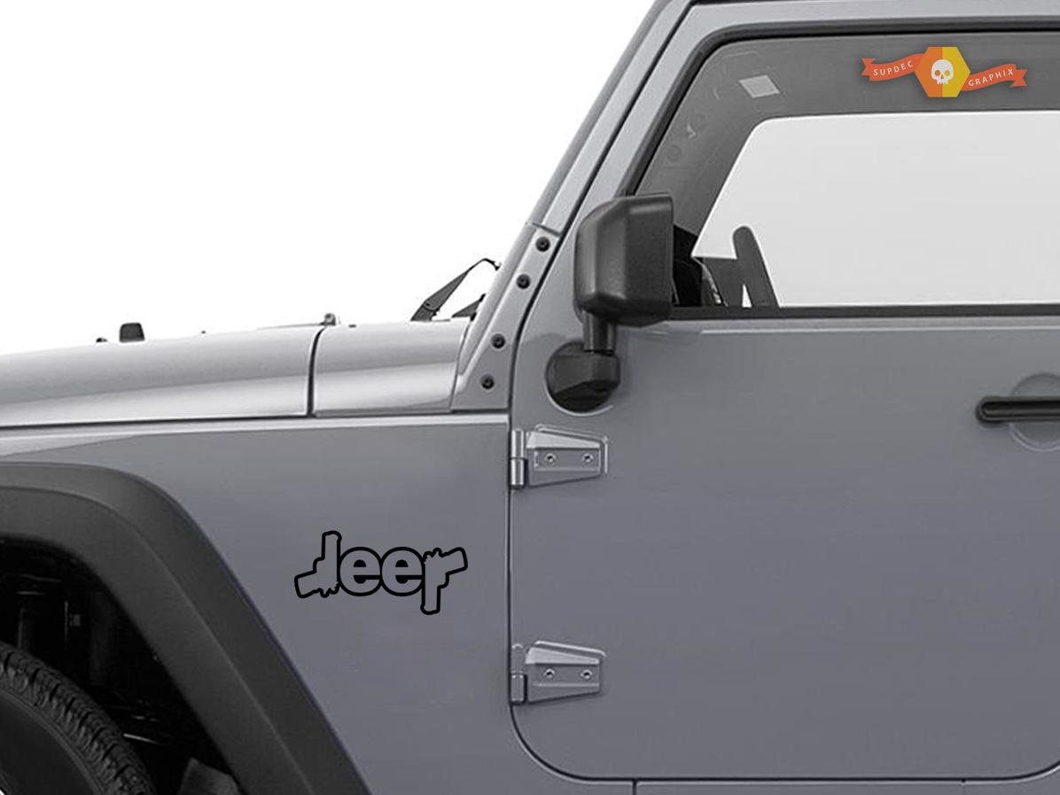 JEEP Vinilo contorno pegatinas calcomanías Lite GUNS SET DE 2 Cherokee Wrangler Renegade
