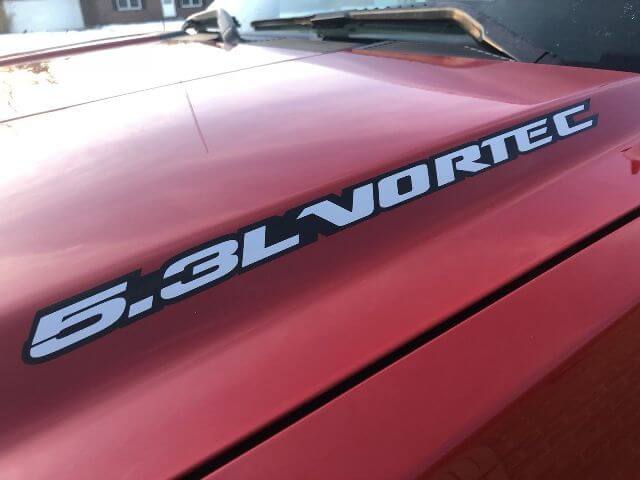 Calcomanía adhesiva de vinilo VORTEC OUTLINE de 5.3L que se adapta a todas las ventanas, capó, carrocería y portón trasero de CHEVY, GMC

