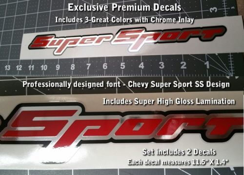 Pegatinas Super Sport Calcomanías PAR Rally Sport Chevy Camaro Chevrolet SS 3 colores WOW 0012
