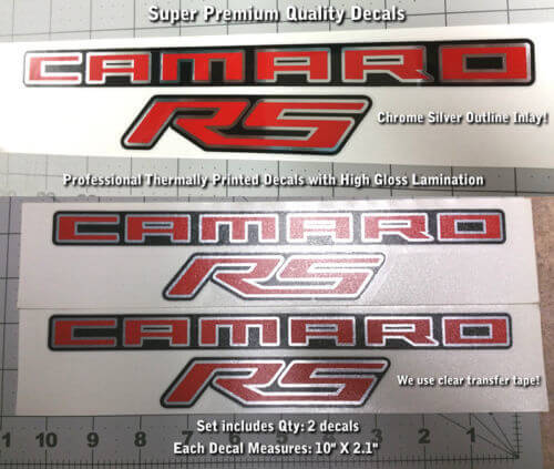 Camaro RS SS Fender Trunk Sticker Kit de calcomanías con incrustaciones cromadas Calidad Premium 0027 2024
