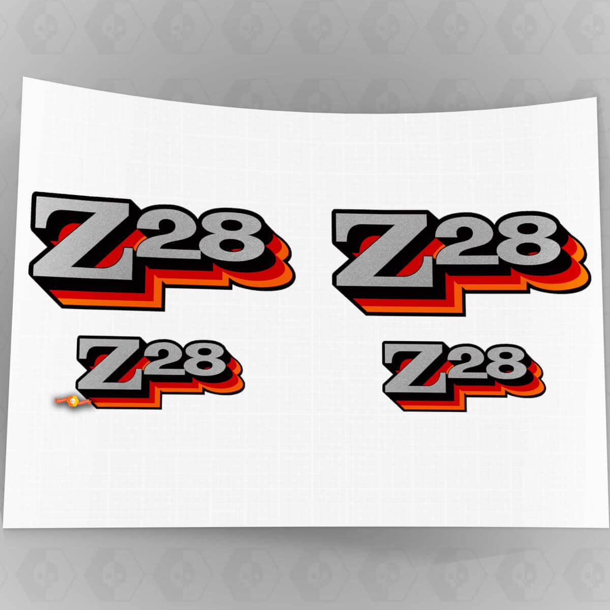 Z28 Camaro Kit de calcomanías adhesivas 2 piezas Fender 1977 1978 Vintage Rojo Naranja 5.3 "X 2.1" 0151
