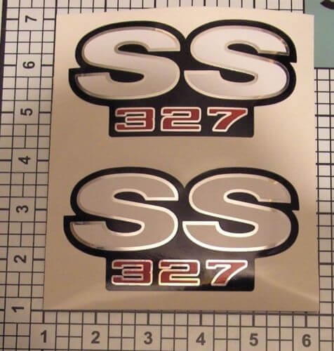 SS Stickers Adhesivos 327 Camaro Cromo Rojo Negro Blanco Fender NICE 2024
