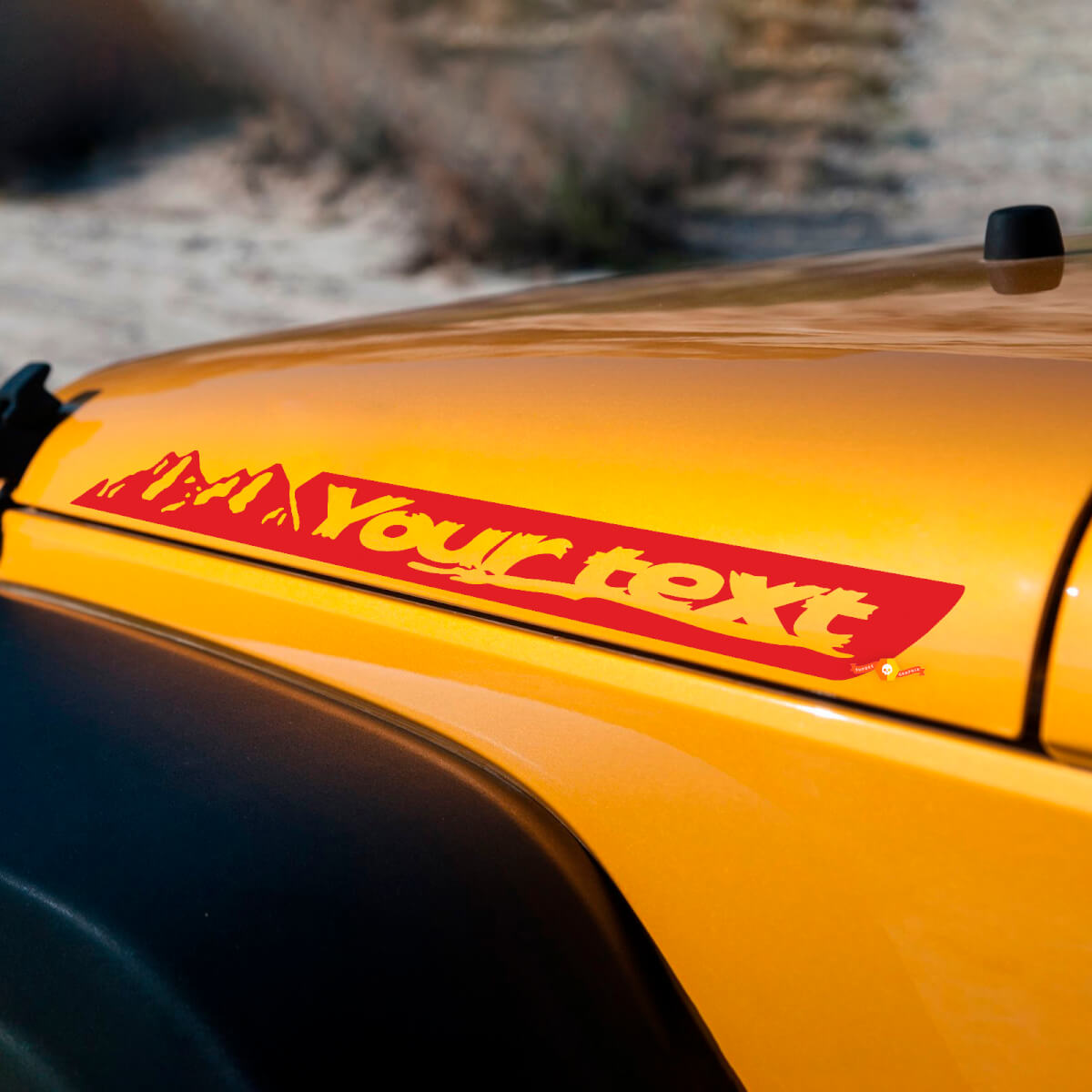 Adhesivo de vinilo con texto personalizado de montañas para capó lateral Jeep Wrangler JK Renegado