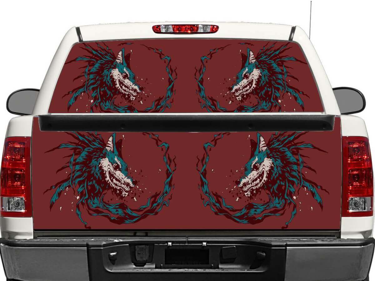 Ventana trasera de lobo o calcomanía trasera de calcomanía camioneta SUV CAR
