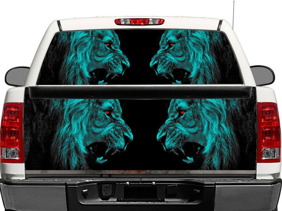 Calcomanía Vinilo para Ventana Trasera o Puerta Trasera Angry Lions para Camionetas Pick-Up y SUVs