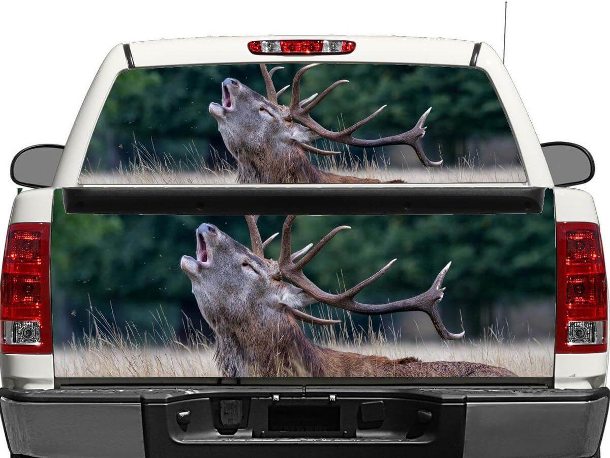 Calcomanía de vinilo para ventana trasera o portón trasero Deer Nature para camiones pick-up y SUVs