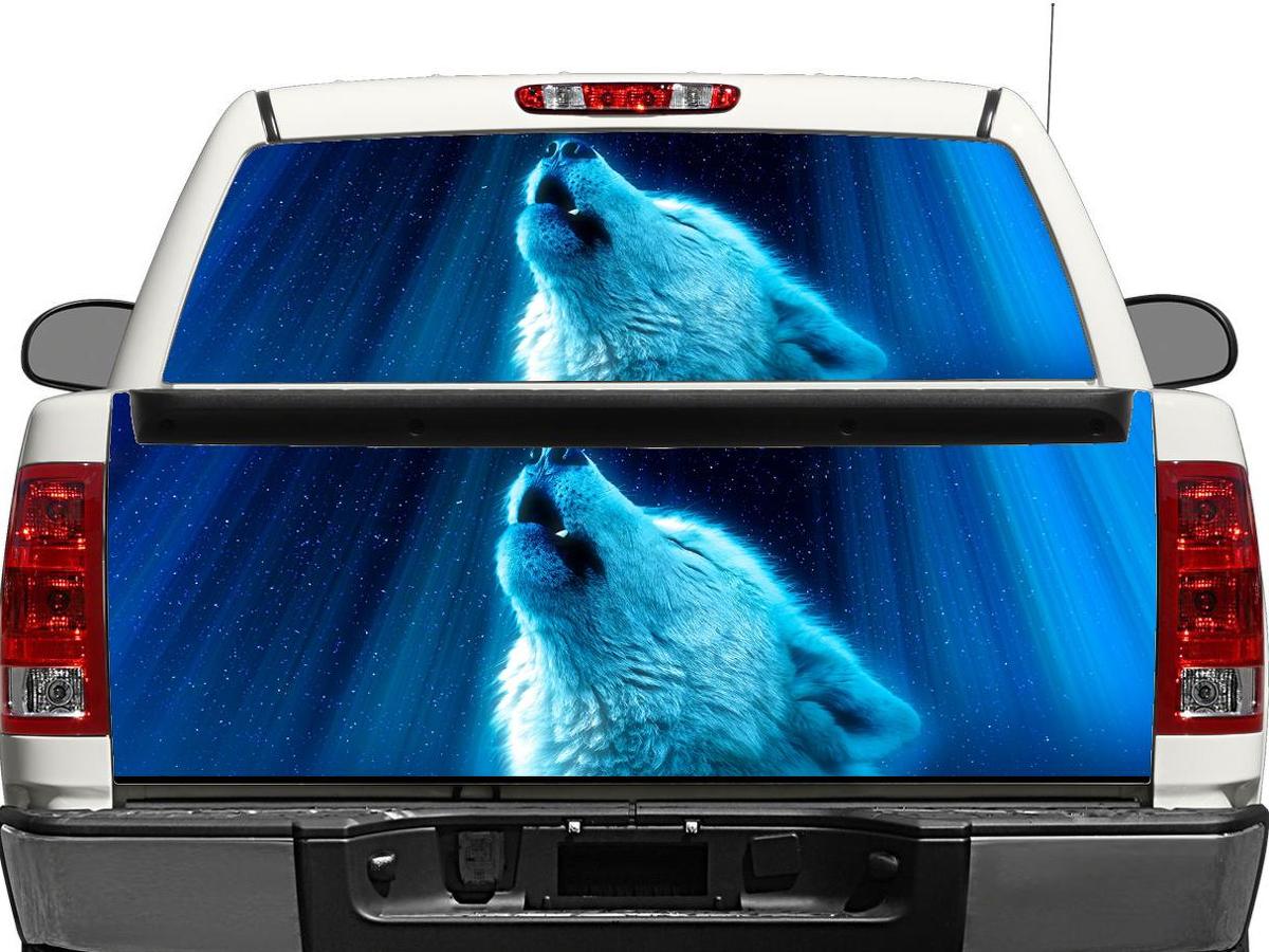 Calcomanía de vinilo para ventana trasera o portón trasero Polar Wolf para camionetas y SUVs
