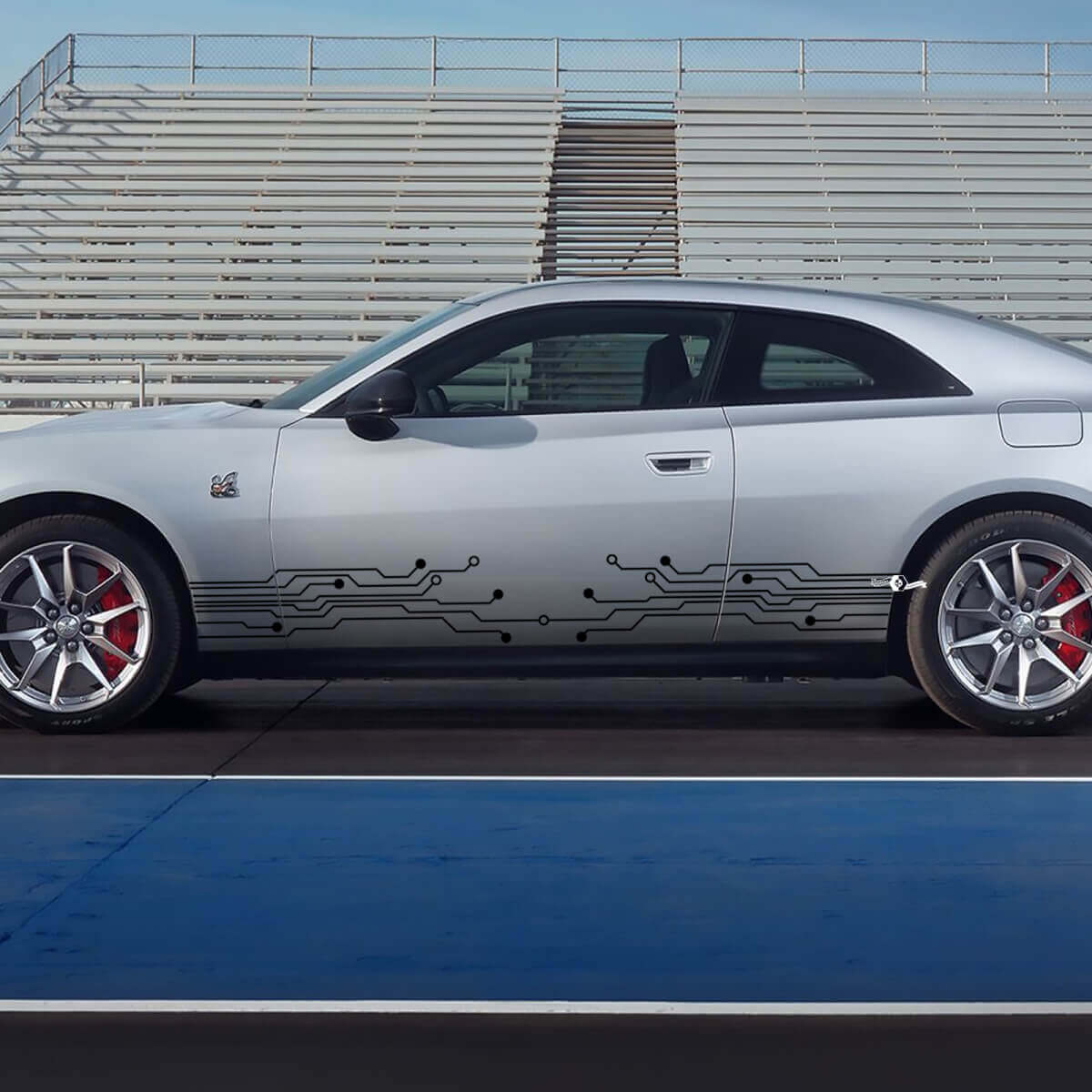 Adhesivo Vinilo Lateral Estilo Microchip para Dodge Charger Eléctrico 2024+