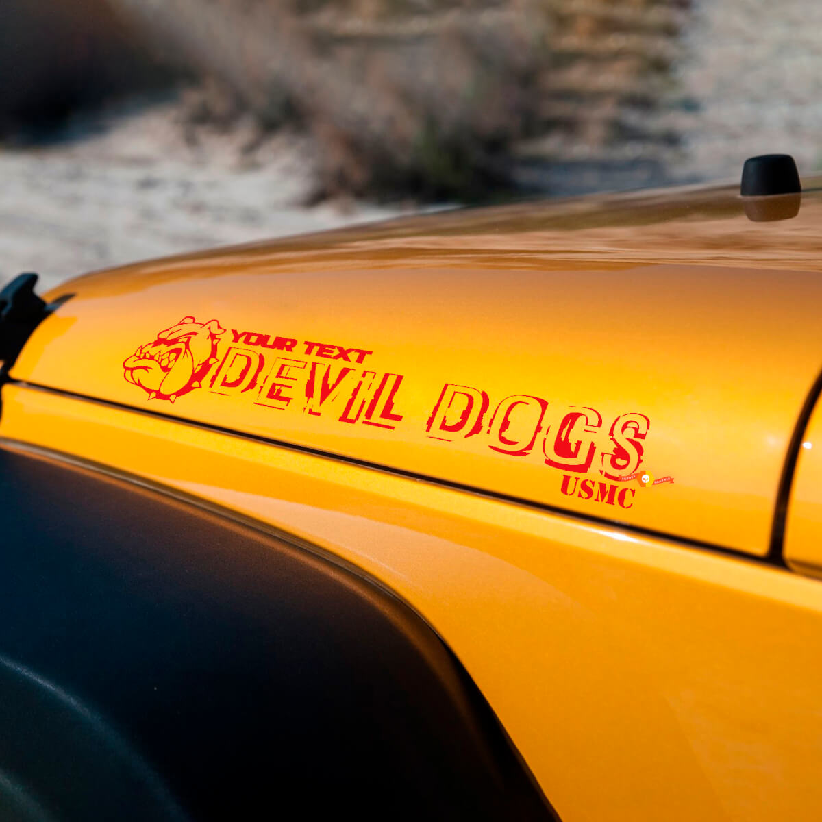 DEVIL DOG ​​bulldog edition Devil Dogs USMC Hood Pegatinas Calcomanías para campanas Jeep Wrangler
