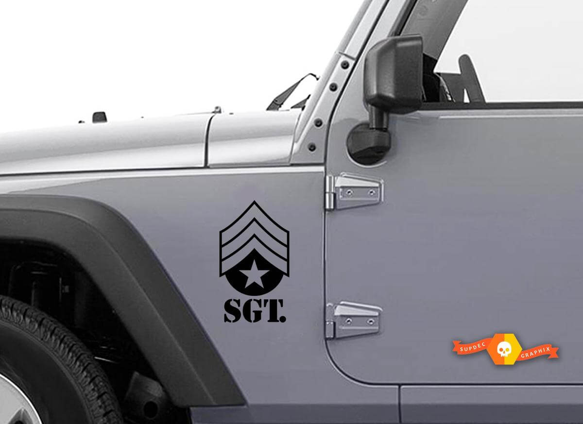 Kit de Pegatinas de Guardabarros Laterales Sargento Militar SGT para Jeep Wrangler TJ LJ JK