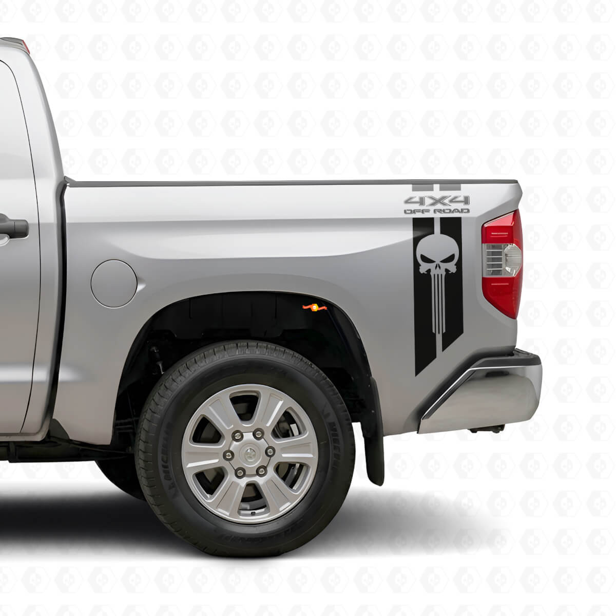 Set de calcomanías de vinilo laterales traseras con calavera castigo Off Road 4x4 para Toyota Tacoma Tundra