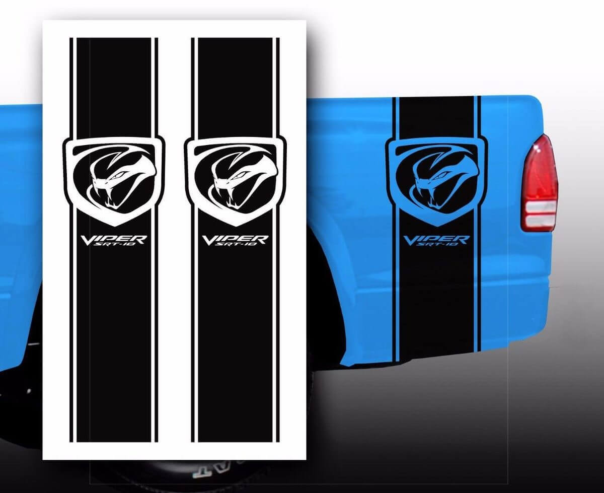 Juego de calcomanías de vinilo en franjas estilo Viper para la caja de Dodge Viper SRT-10