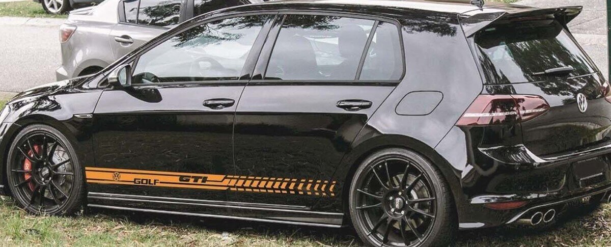 Kit de vinilo adhesivo con franja lateral de marca para Volkswagen Golf GTI MK5-7