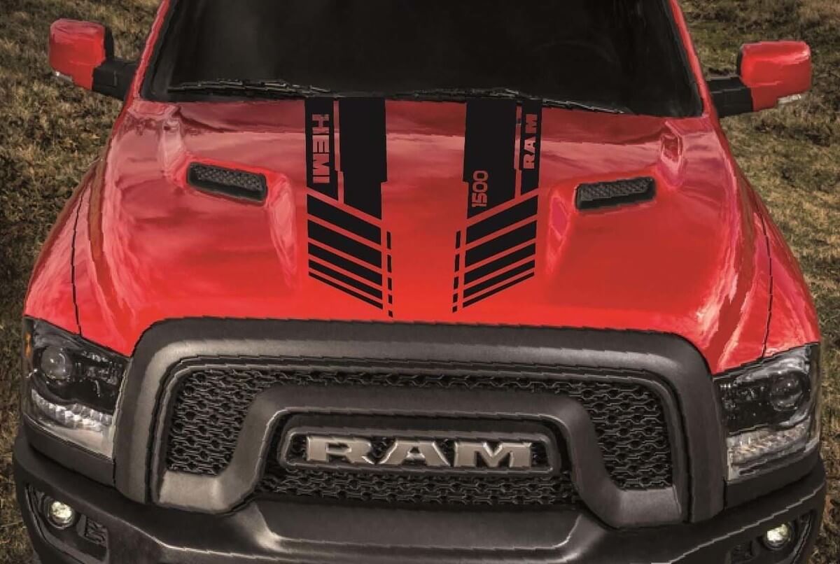 DODGE RAM 1500 HOOD rayas gemelas vinilo calcomanía pegatinas custom hemi