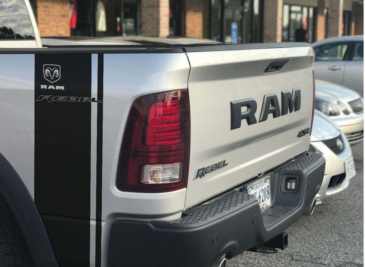 2 Dodge Ram Rebel 1500 5.7L calcomanías TRX franjas laterales pegatinas de vinilo Hemi Graphics Now
