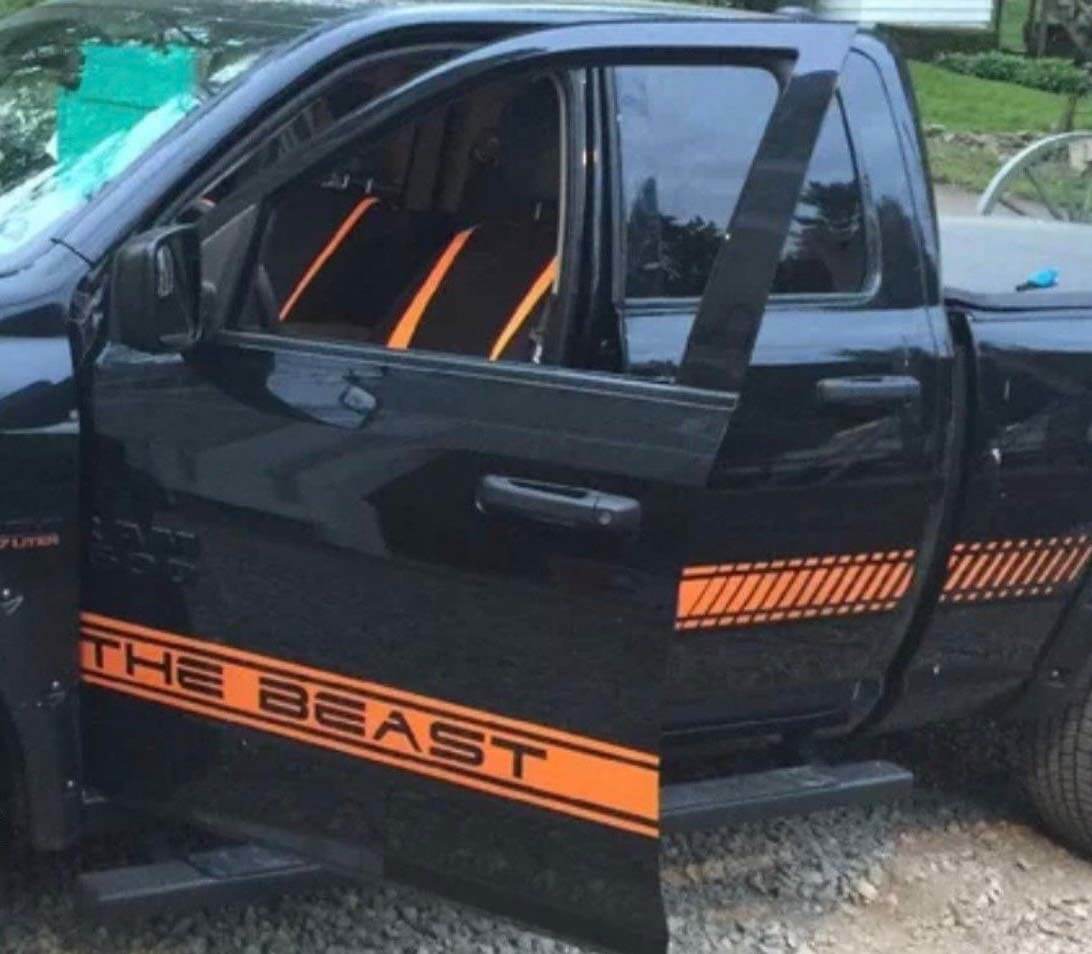 Dodge ram 1500 calcomanía de vinilo calcomanía de carreras rayas para ambos lados mopar hemi 5.7L ahora