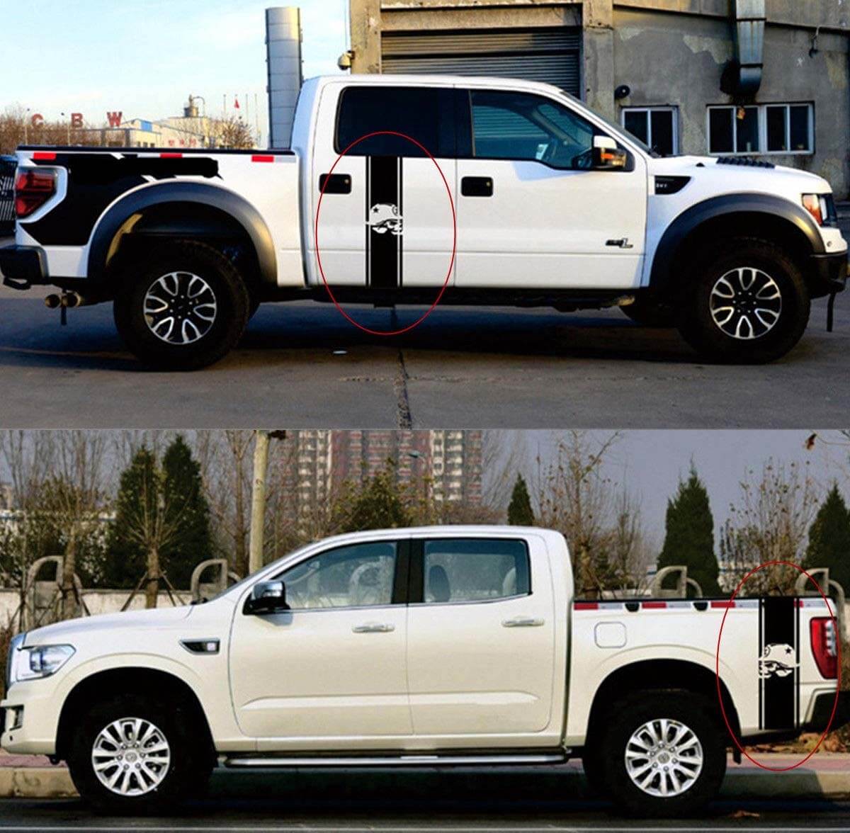 2 pegatinas de vinilo con diseño de calavera a rayas para cama de camión para Chevy GMC