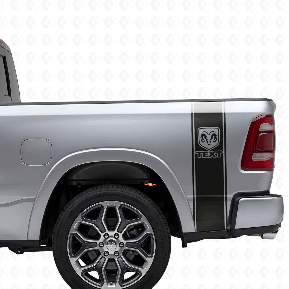 Pegatina de vinilo con rayas laterales traseras con logo RAM para Dodge Ram 1500-3500
