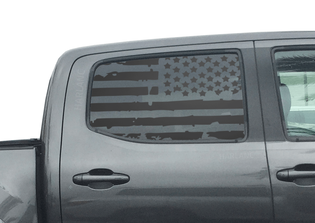 Kit de calcomanías de vinilo para ventana trasera lateral con bandera de EE.UU. para Toyota Tacoma 2016-2018 Doble Cabina