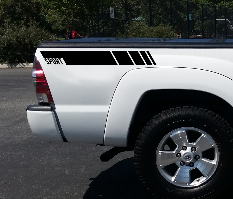Calcomanía de vinilo con rayas estilo deportivo para la parte lateral de Toyota Tundra