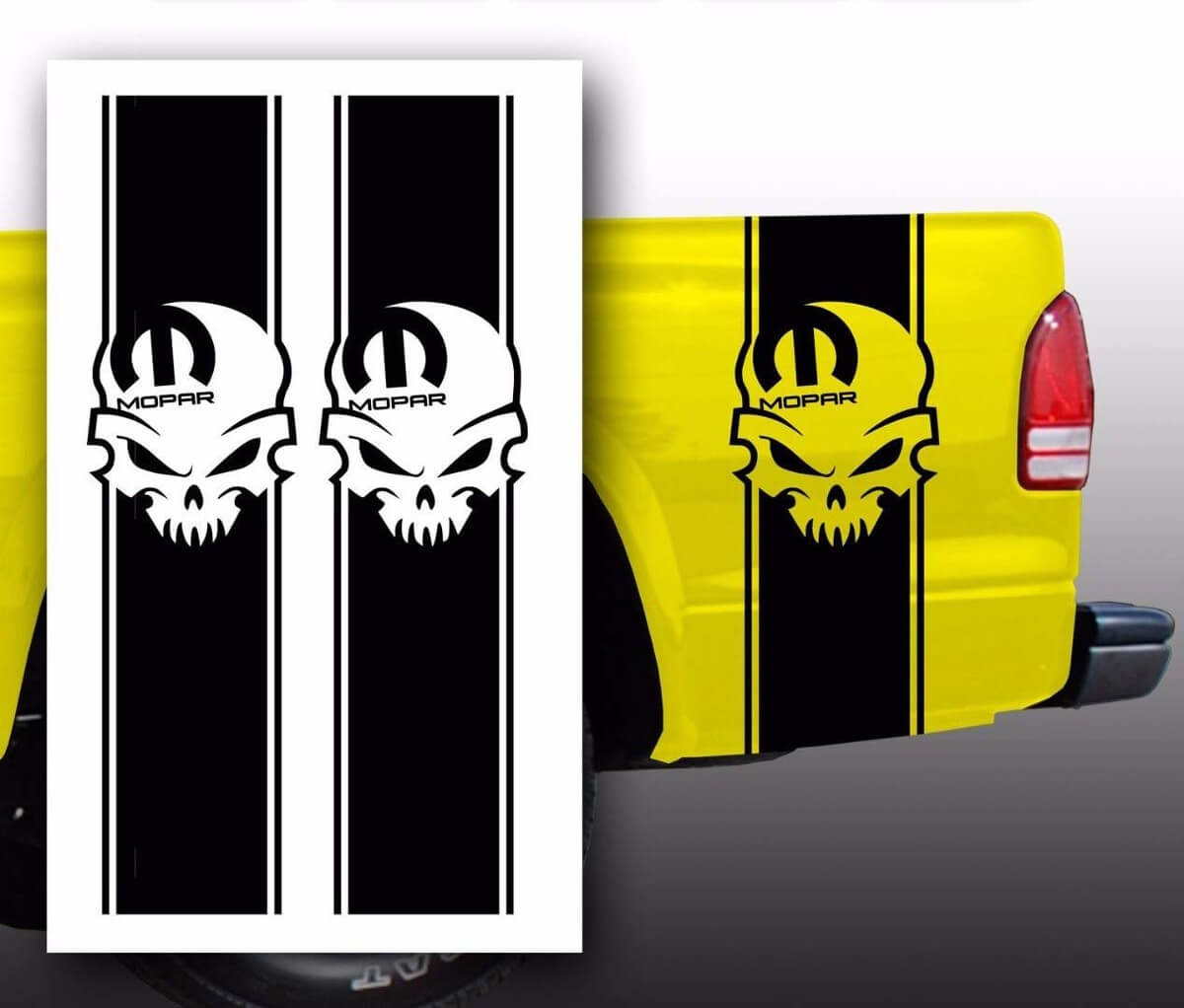 Kit de Adhesivos de Vinilo para Raya en la Caja de Camión Mopar Skull para Camioneta Dodge Pickup