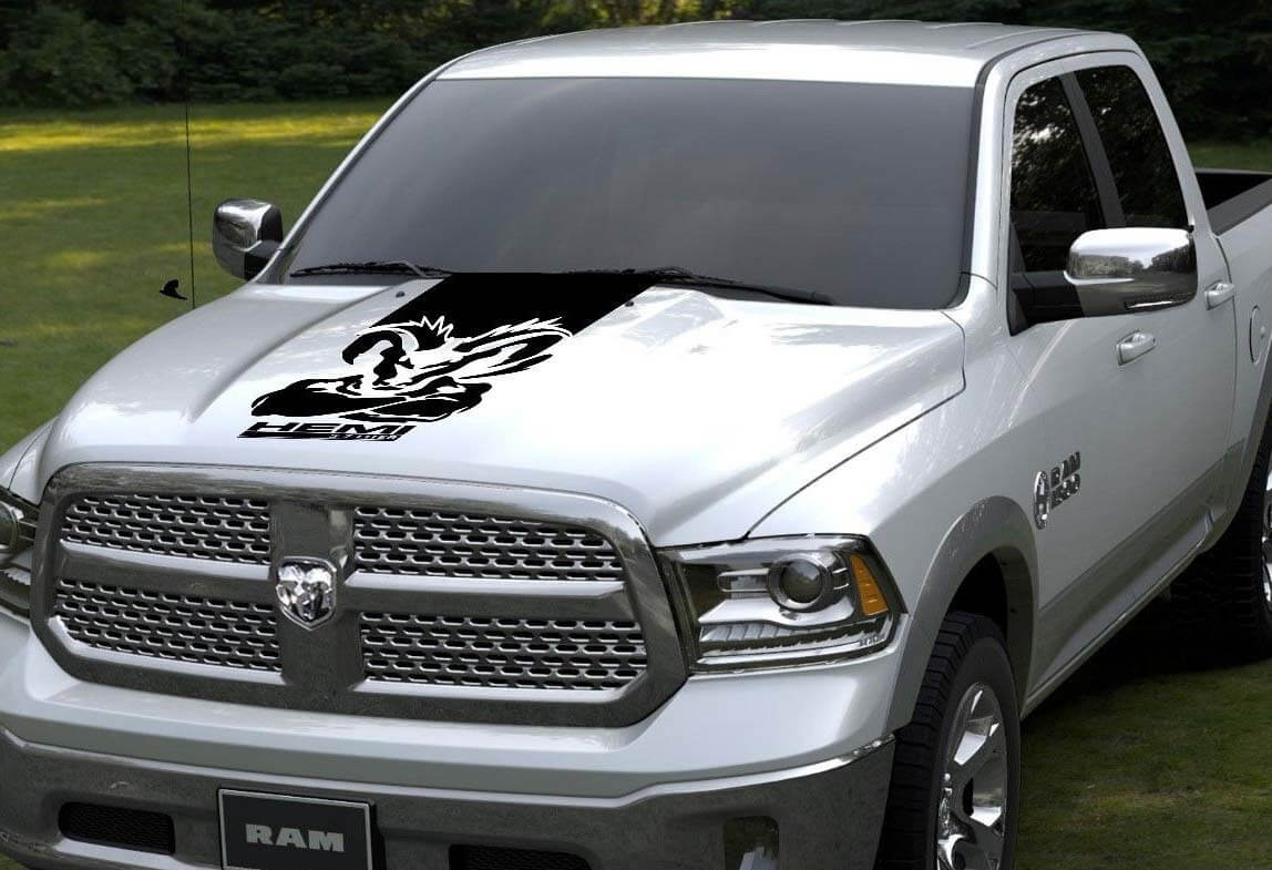 Calcomanía de vinilo de franja para capó estilo Hemi para Dodge Ram 1500