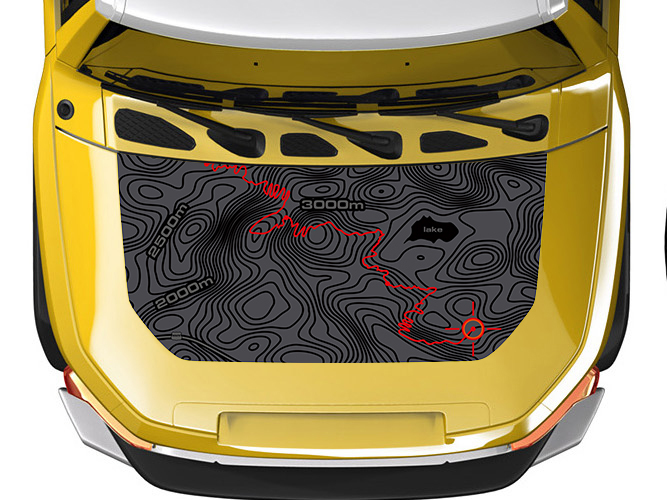 Envoltura de mapa topográfico TOPO opaco para capó, pegatina adhesiva para Toyota FJ Cruiser
