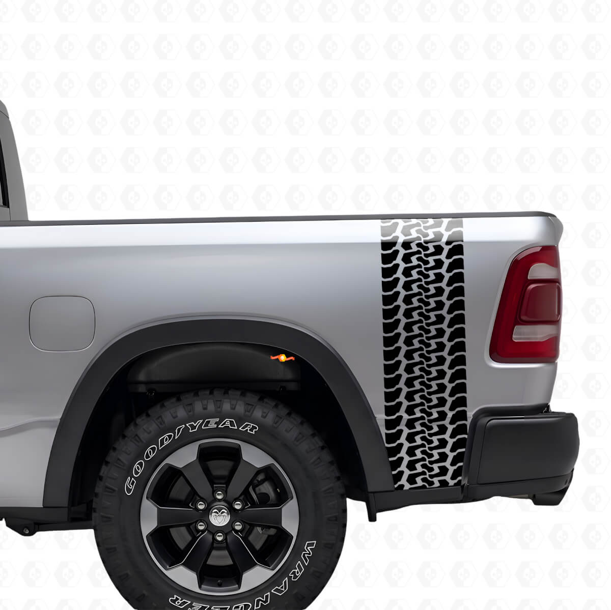 Juego de pegatinas de vinilo con dibujo de neumáticos para el lateral de la caja de camión Dodge Ram 2009-2018