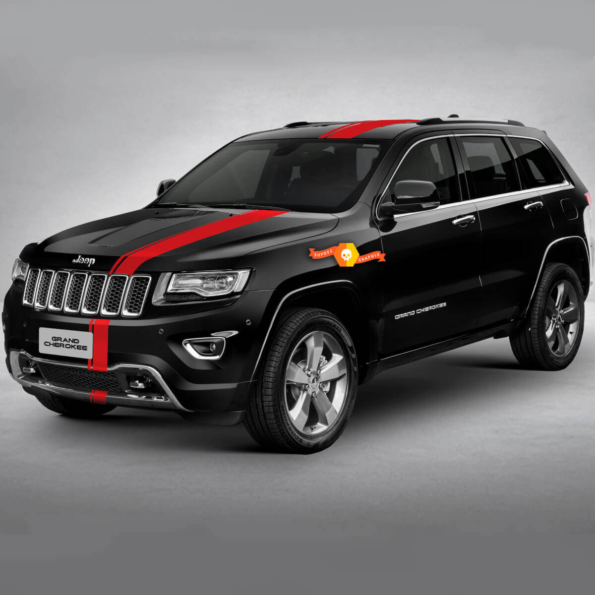 Kit de adhesivos de rayas rally con desplazamiento de 6 pulgadas para Jeep Grand Cherokee