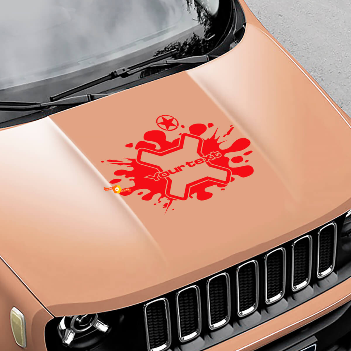 Jeep Renegade Logo Splash Army Star Grunge gráfico vinilo calcomanía pegatina capó lateral