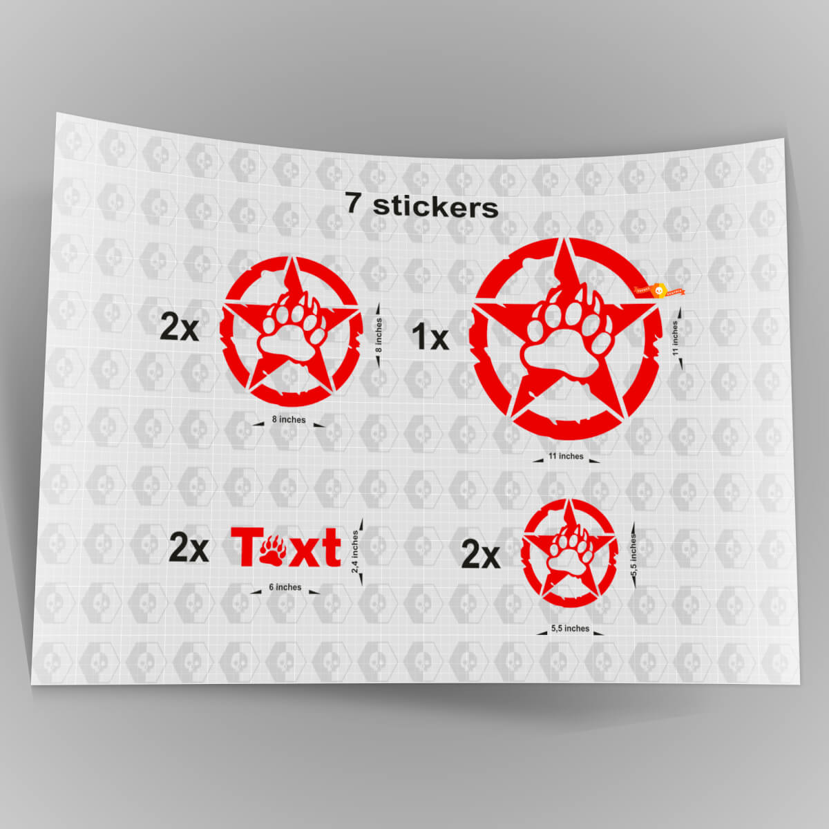 7x Jeep Bear Claw STAR calcomanía pegatinas capó puerta guardabarros TJ JK CJ YJ JL rubicon