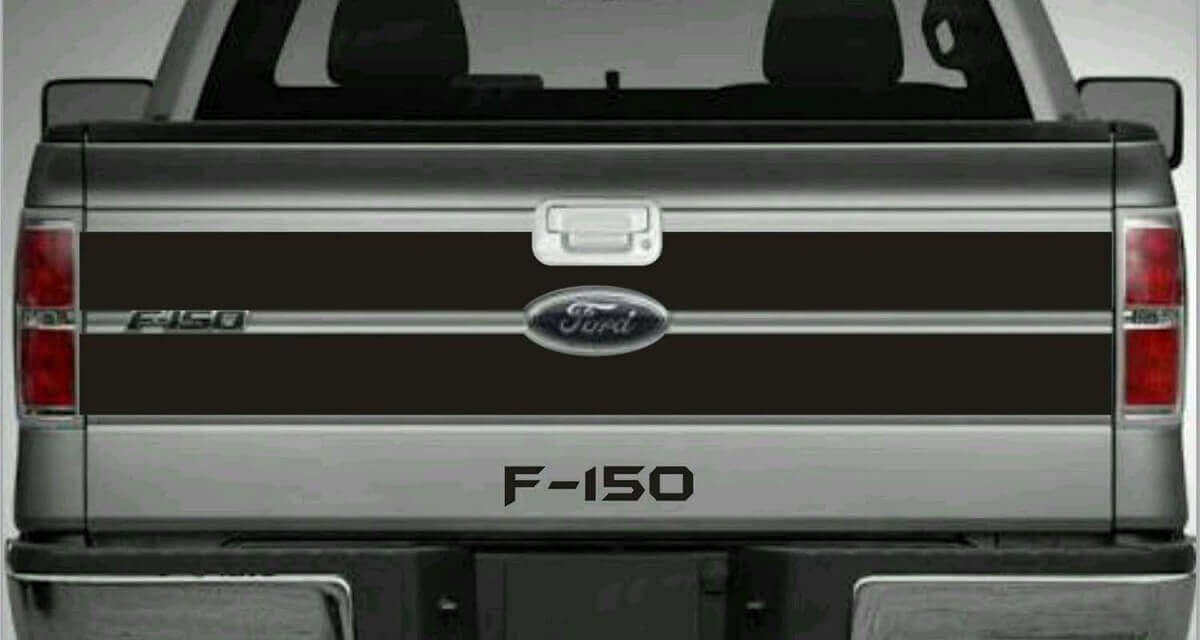 Vinilo adhesivo de franjas negras de estilo blackout para portón trasero doble de camión Musclecar 2009-2014