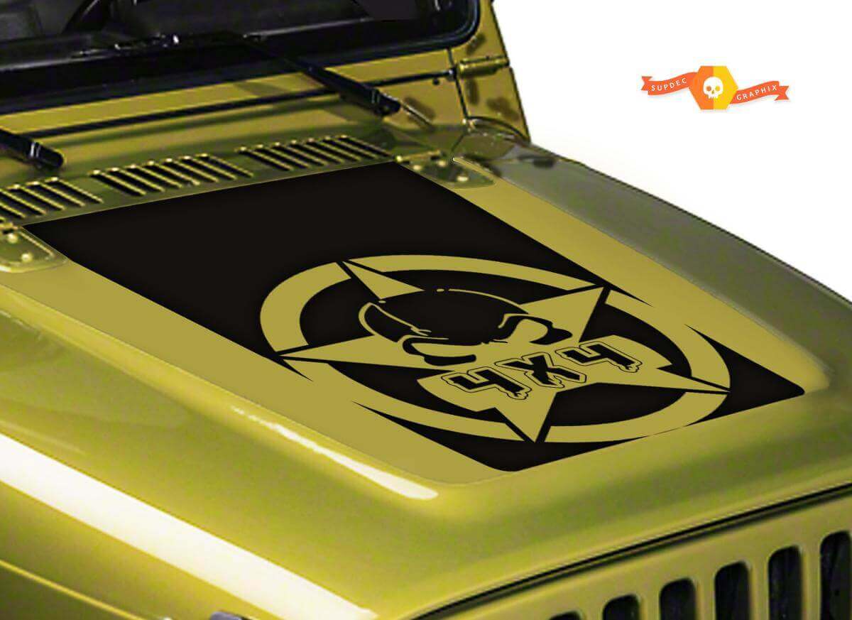 Máscara de Gas Pegatina Vinilo Capó 4x4 2 Offroad Divertida para Jeep Wrangler LJ TJ JK JKU