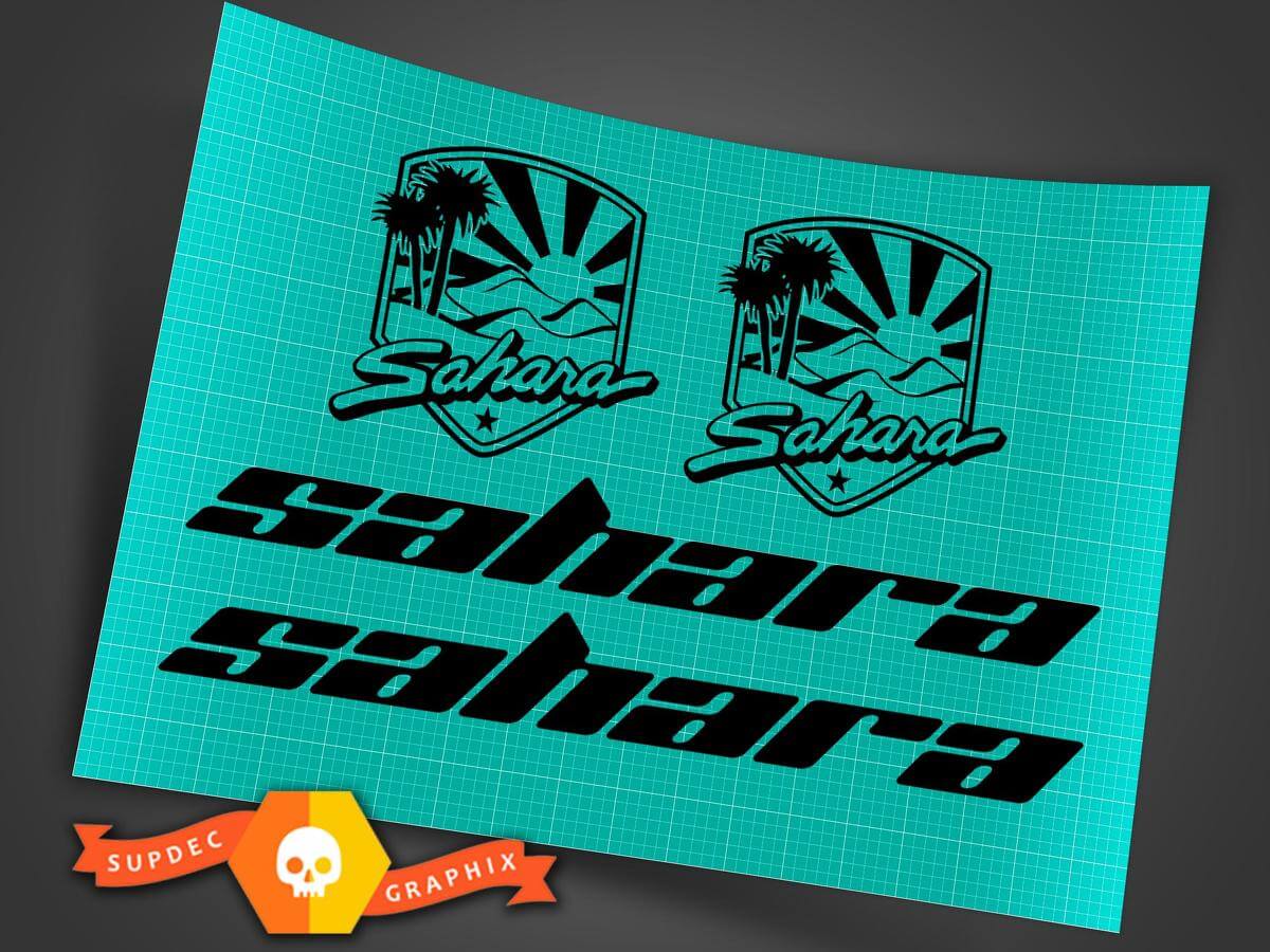 Kit de calcomanías para capó lateral de Jeep Wrangler - Sahara Reemplazo de calcomanía negra mate TJ LJ JK