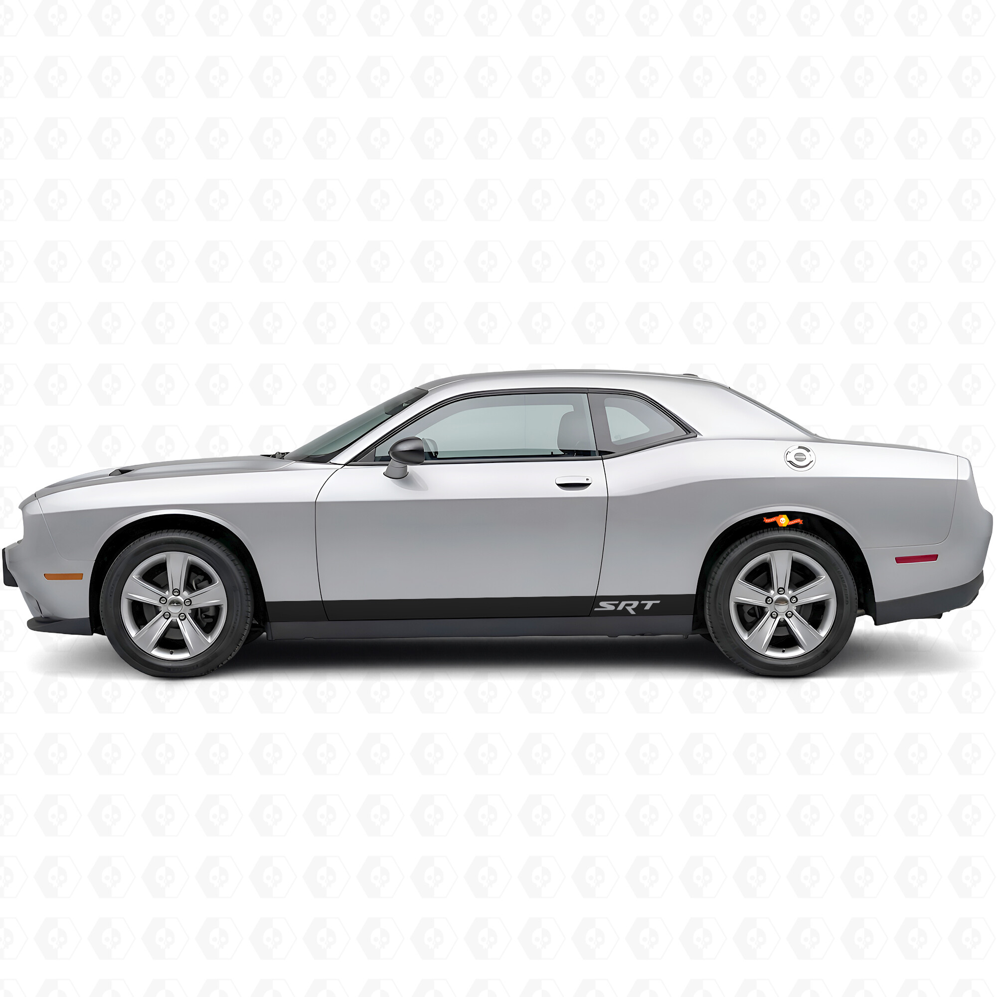 Calcomanía de vinilo de franjas estilo SRT para paneles laterales de Dodge Challenger 2009-2018