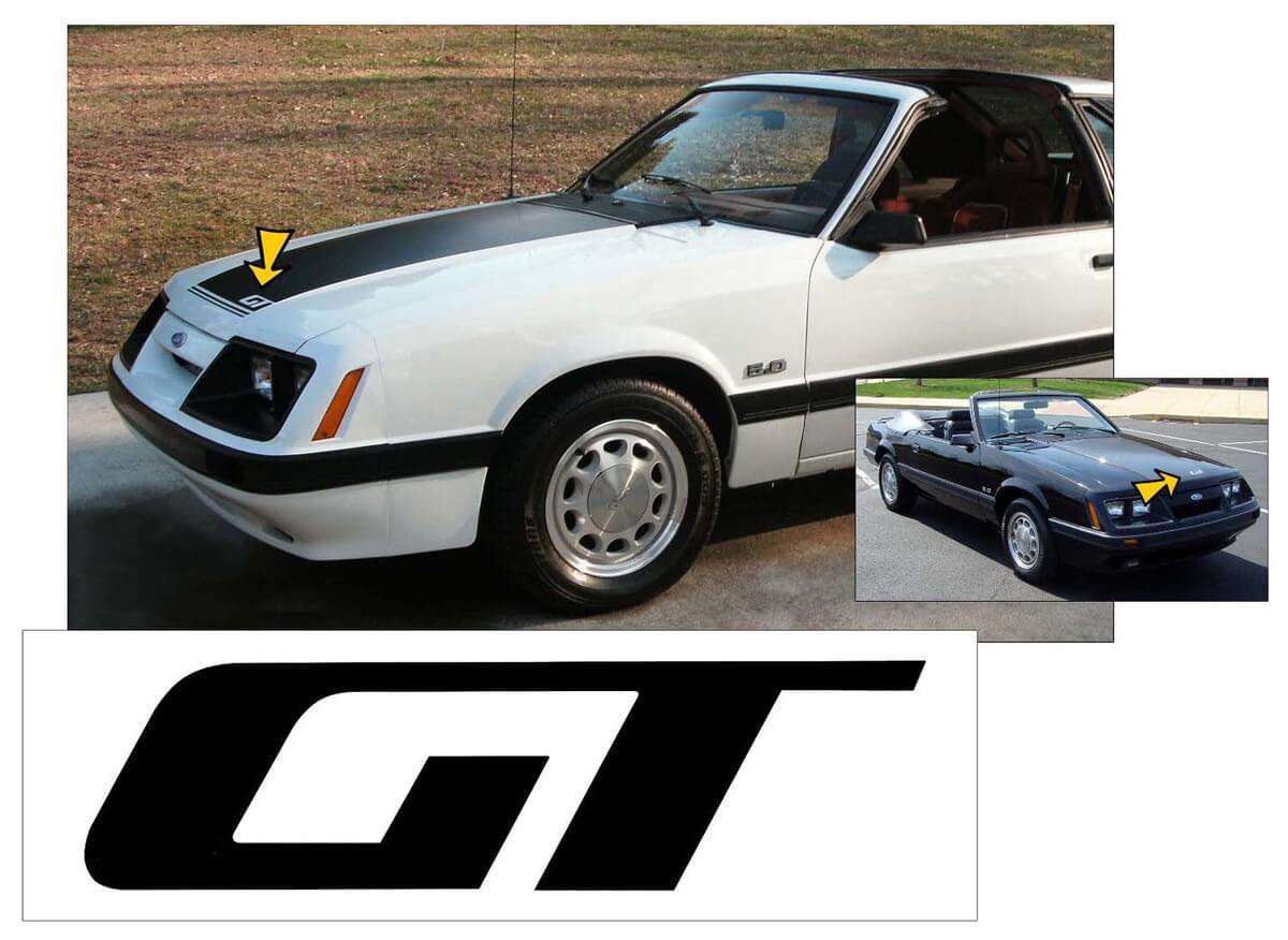 Musclecarmodel 1985-86 - Calcomanía adhesiva GT HOOD - UNA calcomanía adhesiva - TAMAÑO DE FÁBRICA
