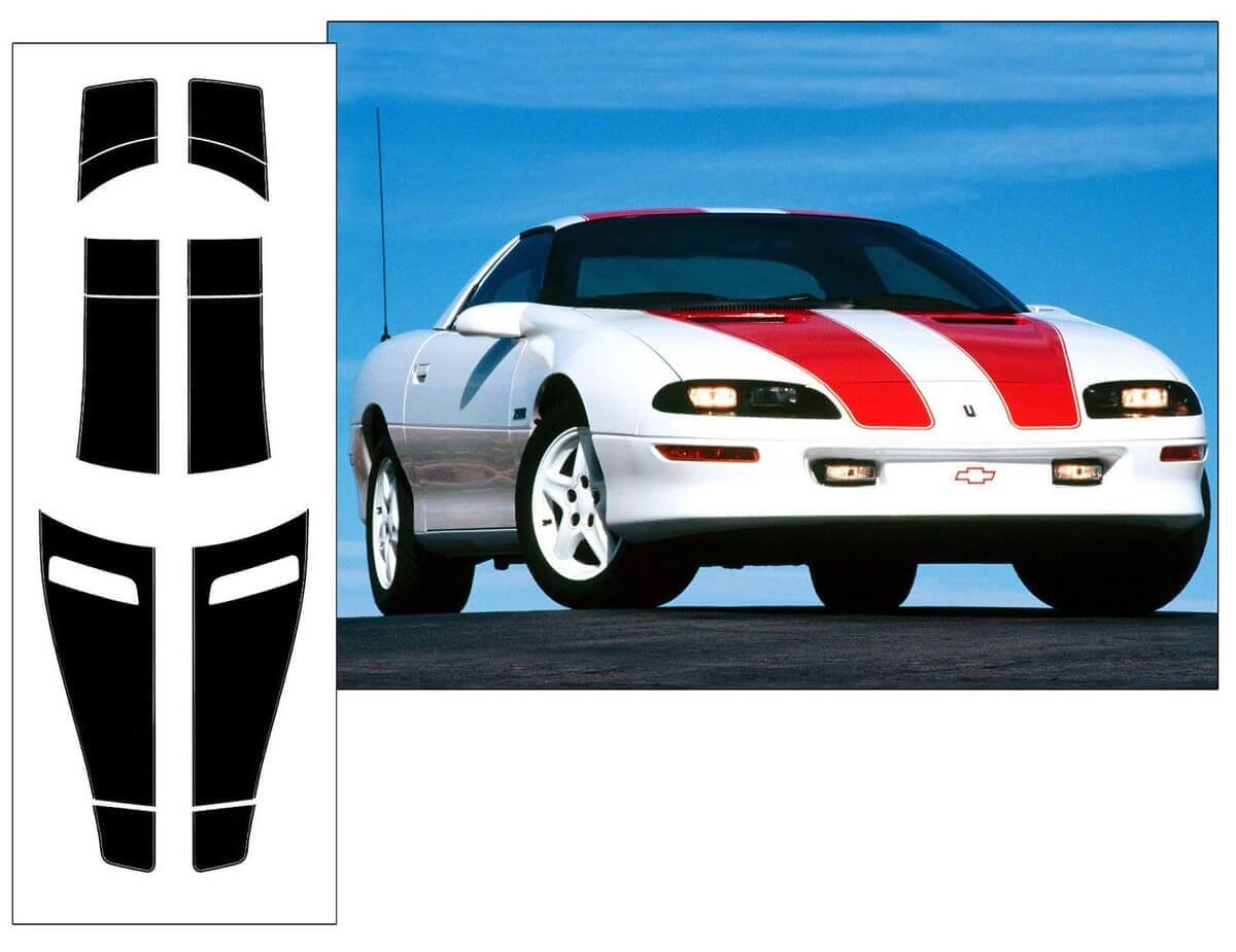 Calcomanías de Vinilo de Franja de Carreras para la Parte Superior del 30º Aniversario para Chevrolet Camaro Z28 Coupé 1993-1997