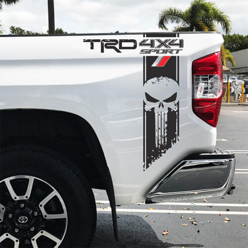 Calcomanía lateral trasera de vinilo estilo Punisher TRD 4x4 Sport para Toyota Tundra