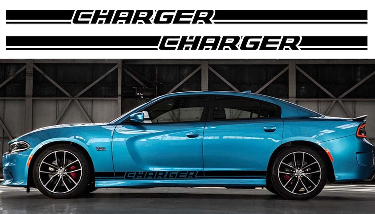 Kit de pegatinas de vinilo de franja recta para paneles laterales para Dodge Charger 2011-2018